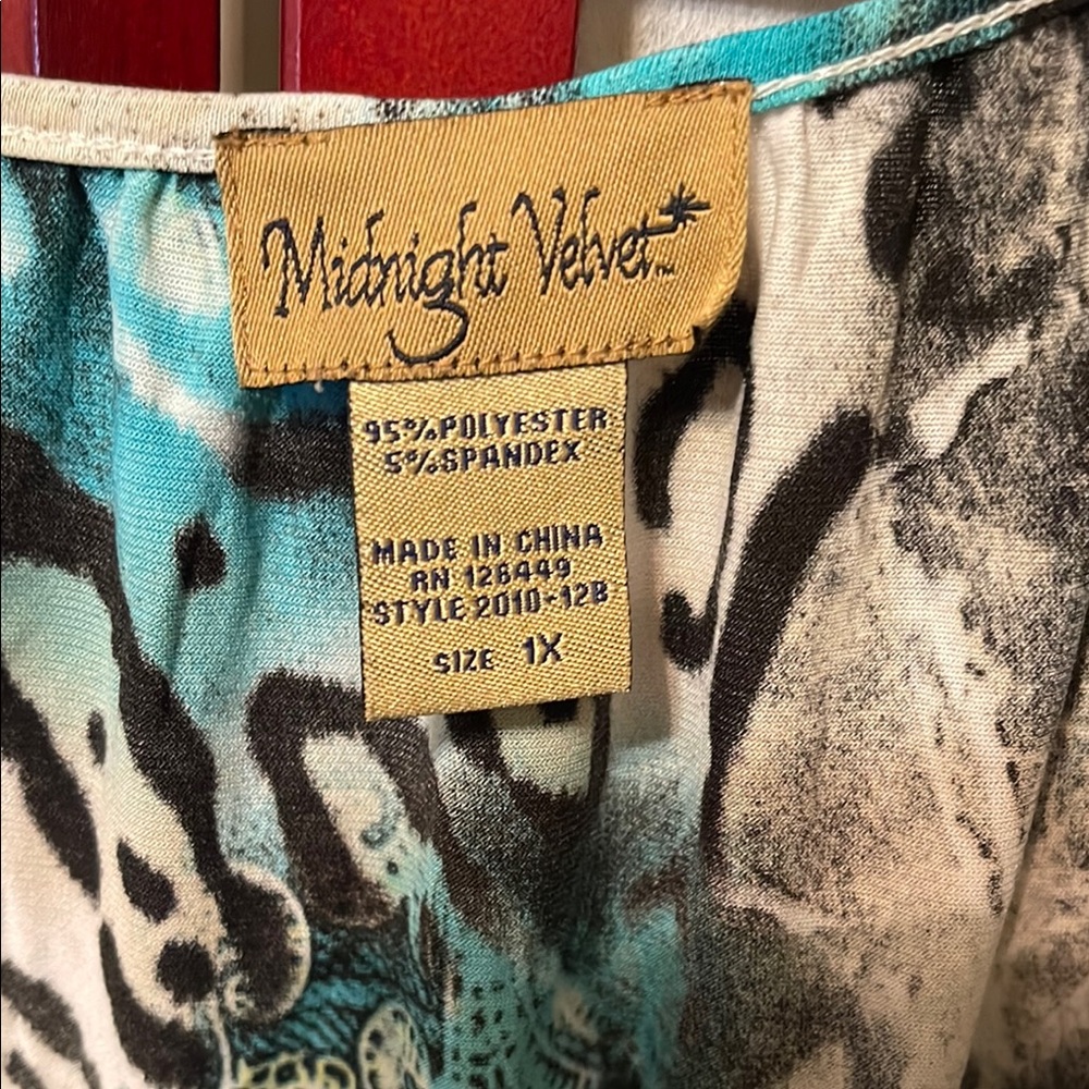 Midnight Velvet Teal and Black Artistic Top 1X